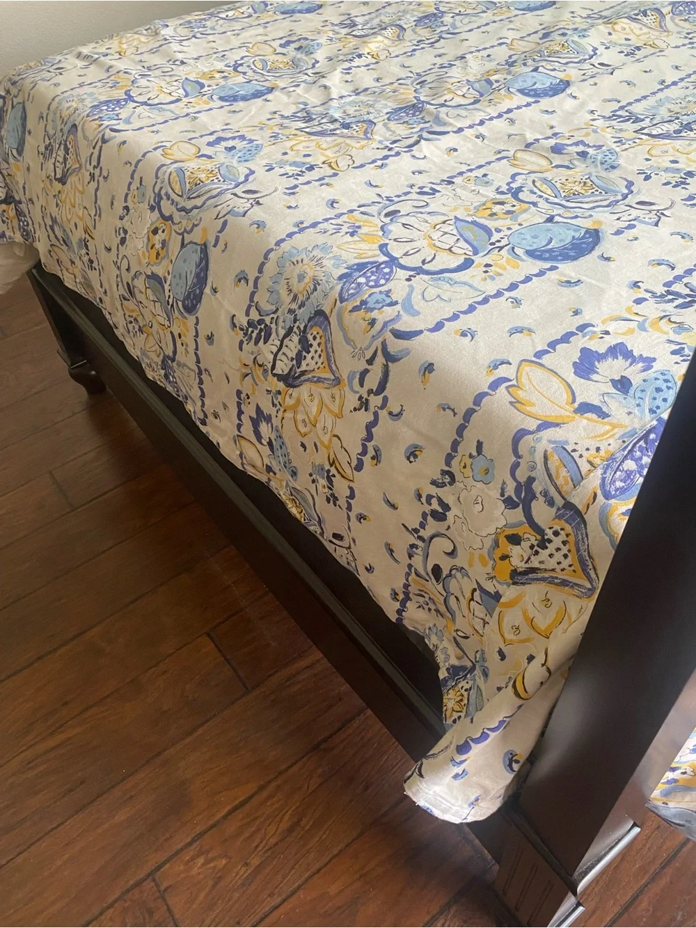 5th Avenue Designs Vtg Duvet Cover and Shams Floral Blue and Yellow Queen Sz